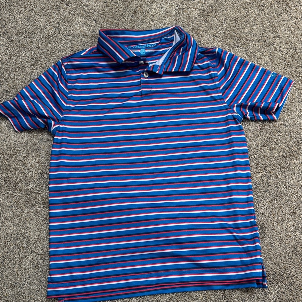 chubbies Blue, Red & White Striped Kids Polo